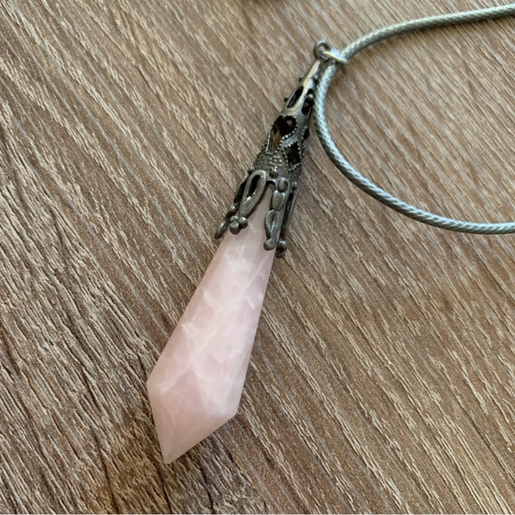 Genuine Pink Quartz Wand Necklace - Picture 6 of 8